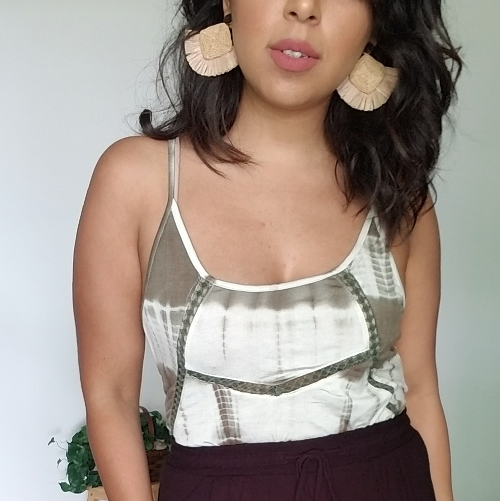 LAST| OLIVE GREEN TIE DYE TANK TOP S 4 6 - Picture 6 of 10